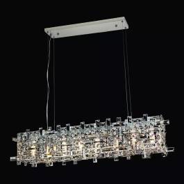 Pendente Retangular 24x100x24cm Inox e Cristal Cromado e Transparente