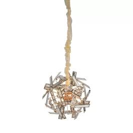 Pendente Ø45cm Metal e Cristal Rosê