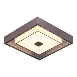 Plafon de Sobrepor LED Quadrado 3000K 16W Bivolt 34x34x9cm Metal e Vidro Marrom