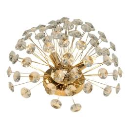 Plafon de Sobrepor Ø35cm Metal e Cristal Dourado