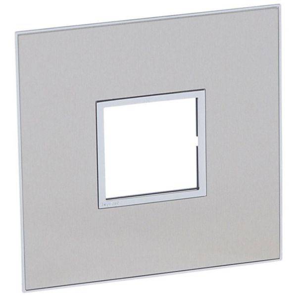 Arteor - Placa 2 postos 4x4inches quadrada - Aço inoxidável escovado - Instalação à face - Fixação rápida