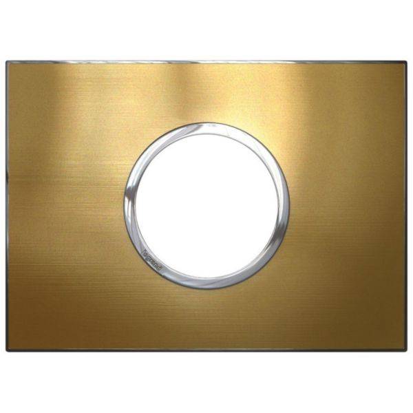 Arteor - Placa 2 postos redondos - Latão dourado - Metal escovado - 2 modulos 4x2