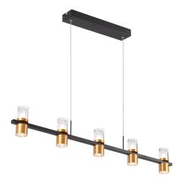 Pendente LED 3000K 30W Bivolt 100x8cm Metal e Acrílico Dourado e Preto
