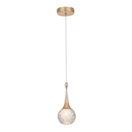 Pendente LED 3000K 5W Bivolt Ø10x20cm Metal e Cristal Dourado