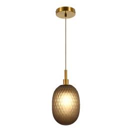 Pendente Ø12x25cm Metal e Vidro Bronze e Fumê