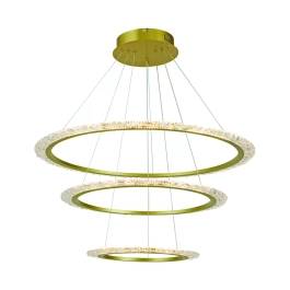 Pendente LED Redondo 3000K 95W Bivolt Ø80cm Alumínio e Acrílico Dourado