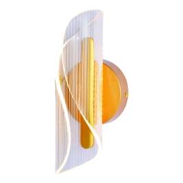 Arandela de Parede LED 3000K 7W Bivolt 28x12x12cm Metal e Acrílico Dourado