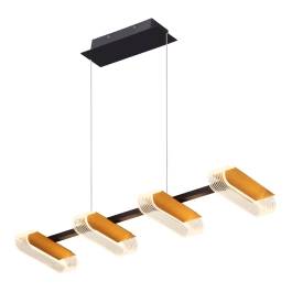 Pendente LED 3000K 40W Bivolt 90x25cm Metal e Acrílico Dourado