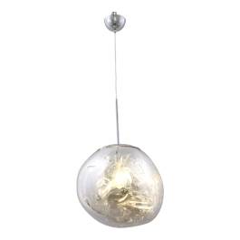 Pendente Redondo Ø28x120cm Metal e Vidro Cromado