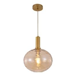 Pendente Ø30x21cm Metal e Vidro Bronze e Conhaque