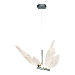 Pendente LED Mini Borboleta 3000K 8W Bivolt 24x18cm Metal e Acrílico Cromado