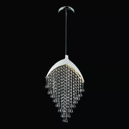 Lustre Pendente LED 3000K 7W Bivolt 44x30cm Inox e Cristal Cromado e Transparente
