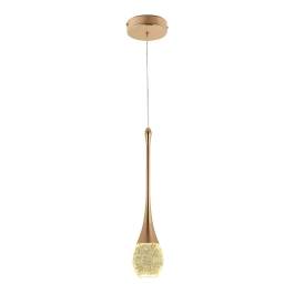 Pendente LED 3000K 5W Bivolt 36xØ8cm Metal e Cristal Dourado