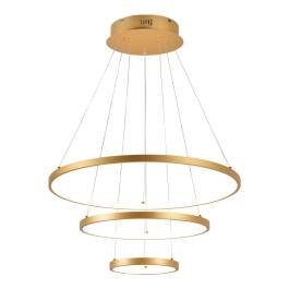Pendente LED Redondo Triplo 3000K 75W Bivolt Ø60cm Metal e Silicone Dourado