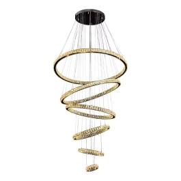 Pendente LED Redondo 3000K/4000K/6000K Multitemperatura 125W Bivolt Ø100cm Inox e Cristal Cromado