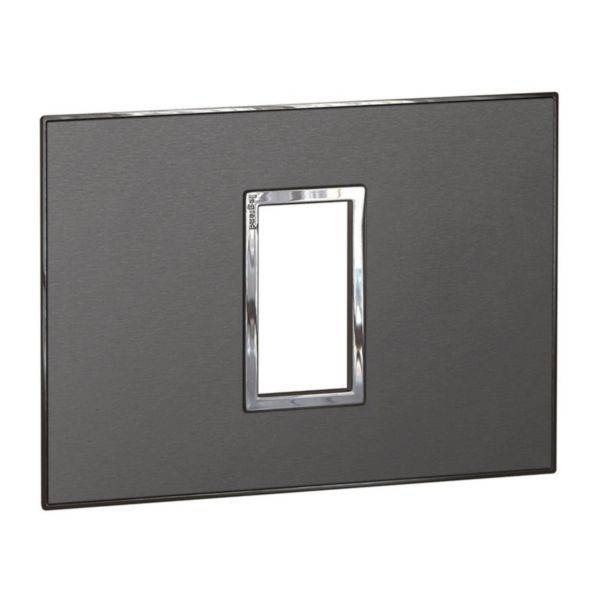 Placa 1 Posto 4X2 Quadrados Black Brushed Arteor