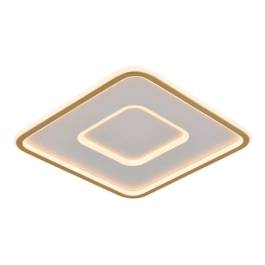 Plafon de Sobrepor LED Quadrado 3000K 58W Bivolt 40x40cm Metal e Silicone Dourado