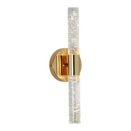 Arandela de Parede LED 3000K 6W Bivolt 32xØ3,5cm Metal e Cristal Dourado