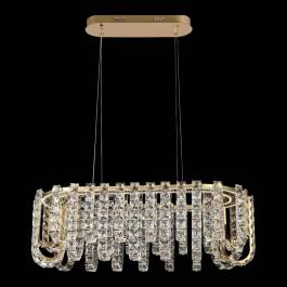 Lustre Pendente LED Retangular 3000K/4000K/6000K Multitemperatura 90W Bivolt 25x79x40cm Inox e Cristal Dourado e Transparente
