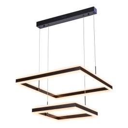 Pendente LED Quadrado Duplo 3000K 160W Bivolt 60x60cm Metal e Acrílico Preto