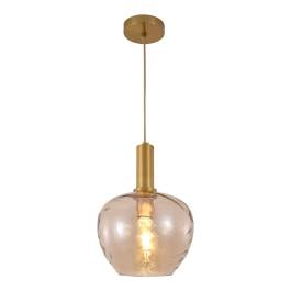 Pendente Ø23x18cm Metal e Vidro Bronze e Conhaque