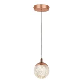 Pendente LED 3000K 5W Bivolt Ø10cm Metal e Cristal Rose
