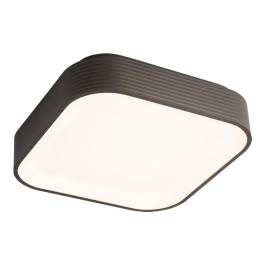 Plafon de Sobrepor LED Quadrado 3000K 46W Bivolt 45x45x8,5cm Metal e Acrílico Marrom