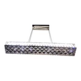 Pendente LED Retangular 3000K/6000K Multitemperatura 36W Bivolt 88x15cm Metal e Cristal Cromado
