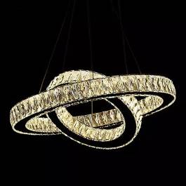 Pendente LED Redondo Duplo 3000K/4000K/6000K Multitemperatura 42W Bivolt Ø40cm Metal e Cristal Dourado