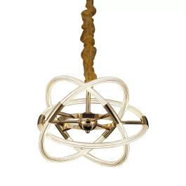Pendente LED 3500K 76W Bivolt Ø64x45cm Metal e Acrílico Dourado