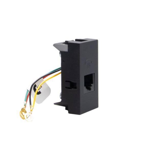 Matixgo - Tomada Telefone RJ11 K10 Preta - 1 módulo - Encaixe rápido - Halógena free
