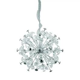 Pendente Redondo Ø62cm Metal e Cristal Cromado e Transparente