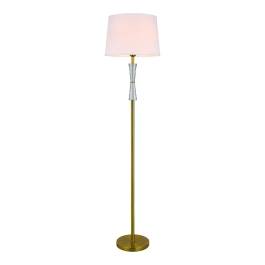 Luminária de Chão Piso 152xØ40cm Metal e Cristal Bronze e Branco