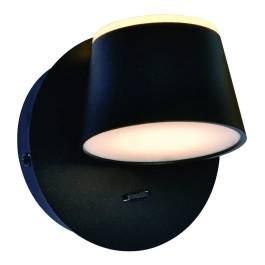 Arandela de Parede LED Com Interruptor 3000K 14W Bivolt 12x12cm Metal e Acrílico Preto