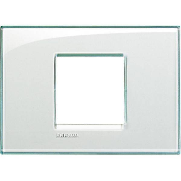 Placa Quadrada 2 Postos Central 4X2 - Acquamarina