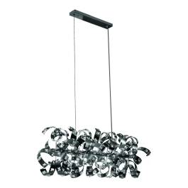Pendente Retangular 40x130x40cm Inox e Cristal Cromado e Transparente