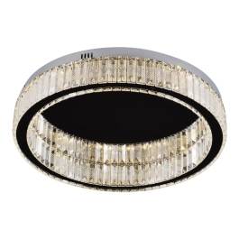 Plafon de Sobrepor LED Redondo 3000K 24W Bivolt Ø60cm Inox e Cristal Cromado
