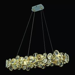 Pendente 100x20x38cm Inox e Cristal Dourado e Transparente