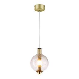 Pendente LED Redondo 3000K 9W Bivolt Ø16cm Metal e Vidro Dourado