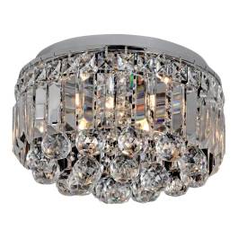 Plafon de Sobrepor Redondo Ø30x20cm Inox e Cristal Cromado e Transparente