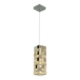 Pendente LED Retangular 3000K 20W Bivolt 32x12x12cm Inox e Cristal Cromado