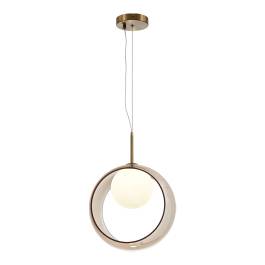 Pendente Ø28x47cm Metal e Vidro Bronze e Champanhe