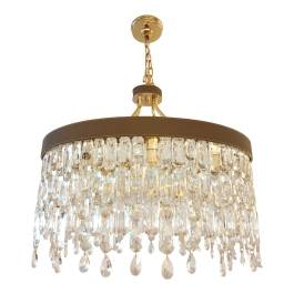 Lustre Pendente Ø80x62cm Metal e Cristal Dourado