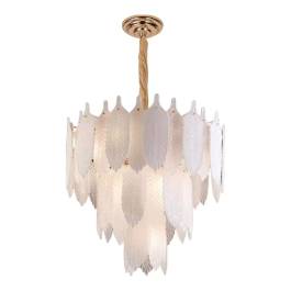 Lustre Pendente Ø50cm Metal e Vidro Dourado
