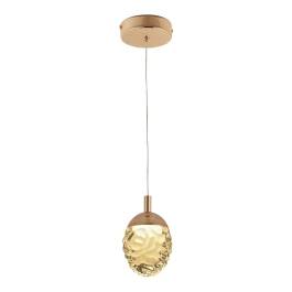 Pendente LED 3000K 5W Bivolt 15xØ10cm Metal e Cristal Dourado
