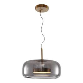 Pendente LED 3000K 8W Bivolt Ø33x15cm Metal e Vidro Bronze e Fumê