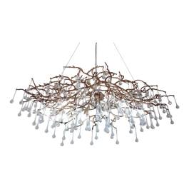 Pendente 50x120x50cm Metal e Cristal Dourado