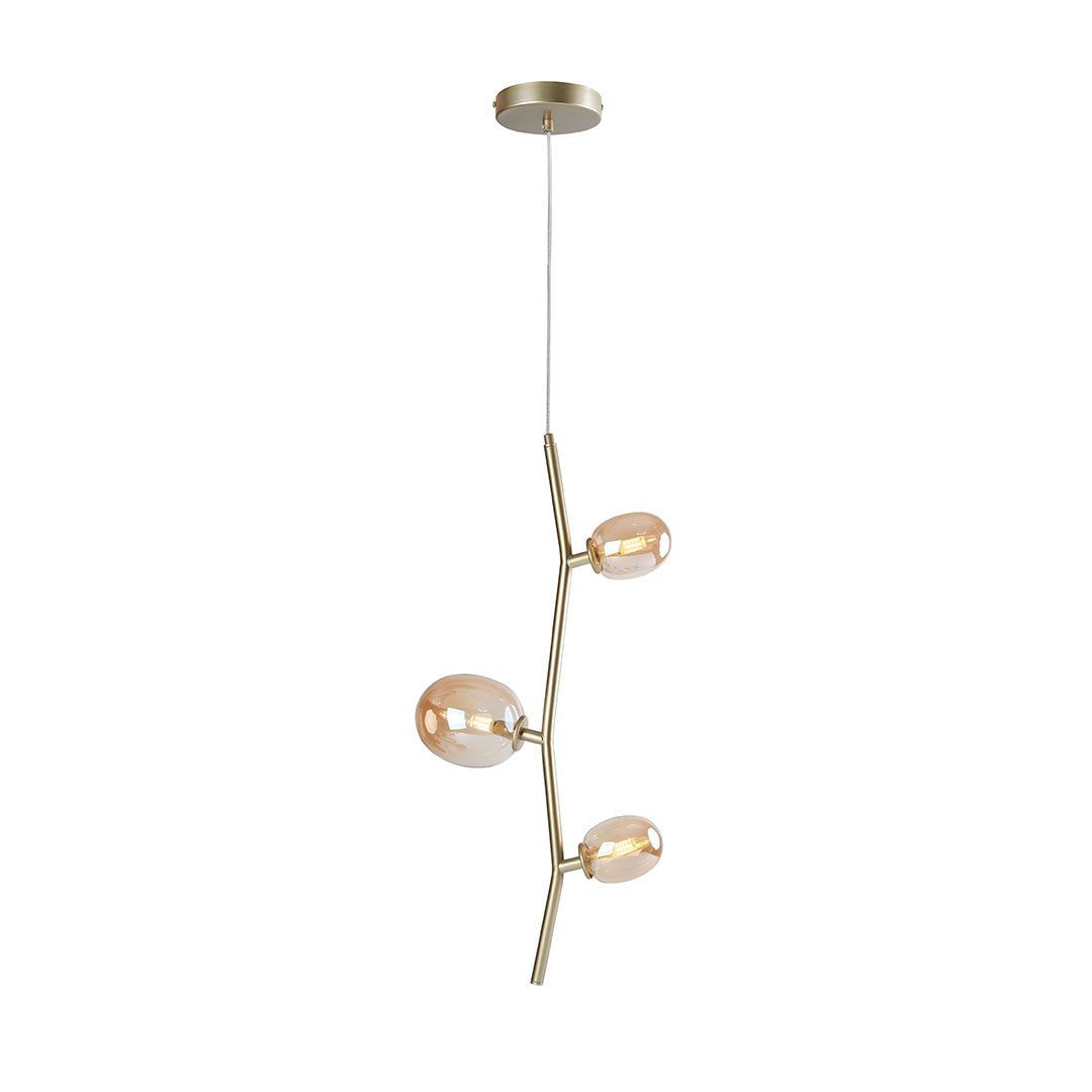 Pendente Olive Vertical Dourado com Âmbar