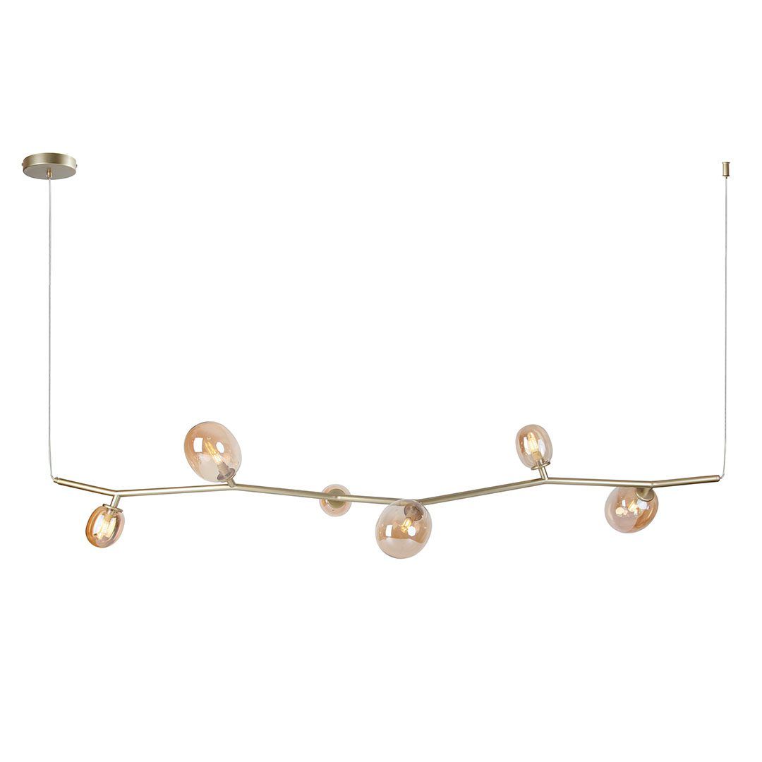 Pendente Olive Horizontal Dourado com Âmbar