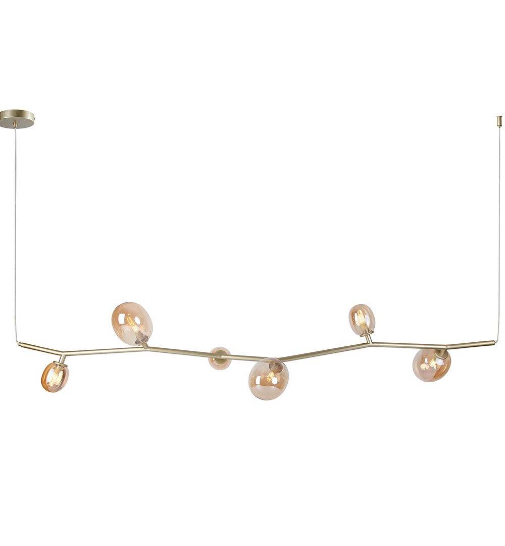 Pendente Olive Horizontal Dourado com Âmbar